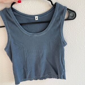 Elwood Blue Ribbed Cropped Tank